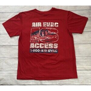 AIR EVAC Access Graphic T Shirt 1 800 Air Evac Size Large Red HTF